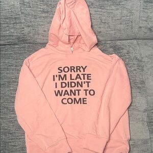 SHEIN Pink Graphic Hoodie Sweater
